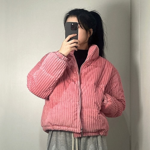 여성 코듀로이 골덴 크롭 패딩 점퍼 숏패딩 3color